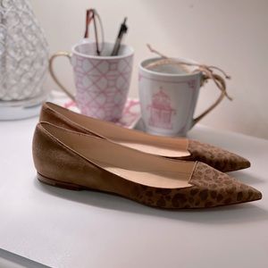 Jimmy Choo Suede Leopard Ballet Flats Shoes 38 7.5